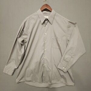 Van Heusen Poplin Mens Gray Long Sleeve Button Up Shirt Size XXL‎
